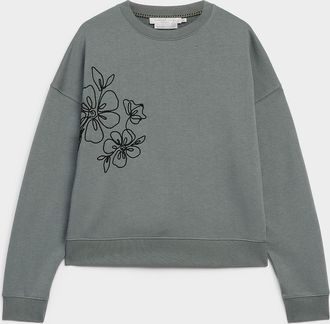 Contemporaine Womens Embroidered embossed-pattern boxy-fit sweatshirt