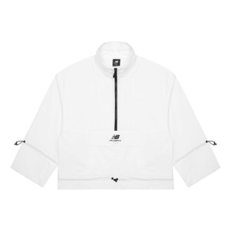 New Balance (WMNS) New Balance Logo Printing Half Zipper Sports Woven Stand Collar White Jacket AWJ13321-IV