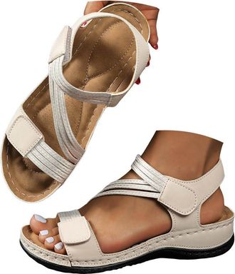 Generic Orthopedic Wedge Sandals with Arch Support for Woman Comfortable Walking Shoes Open Toe Ankle Strap Platform Sandals Women Summer Dressy Casual Low We