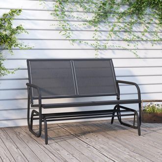 vidaXL Furniture Limited - Banco Mecedora Jard&iacute;n Acero Y Textilene Negro