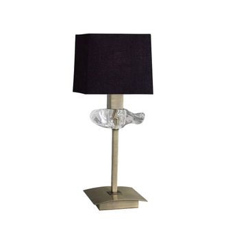 Netlighting Akira Table Lamp 1 Light E14 Antique Brass With Black Shade in Bronze