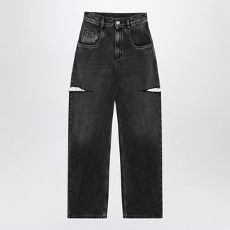 Maison Margiela Washed Black Jeans With Side Rips