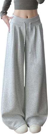 Generic Joggers for Women UK Plain Tracksuit Bottoms Wide Leg Trousers for Women Elasticated Waist Ladies Sweatpants Yoga Workout Casual Lounge Wear Pants Lig