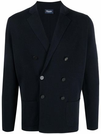 Drumohr double-breasted button blazer - men - Cotton - 52 - Blue