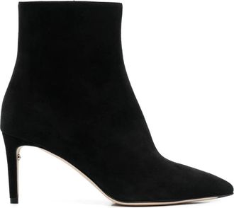 Ferragamo Zwarte Su&egrave;de Enkellaarsjes Middelhakken - Dames - Laarzen met Hak - Zwart - 35 EU - Su&egrave;de - Schoenen