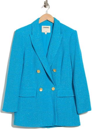 L'agence Riva Double Breasted Knit Blazer in Blue Teal at Nordstrom Rack, Size 18 (Similar To 18W-20W)
