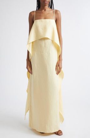 Staud Valencia Linen Maxi Dress in Butter at Nordstrom, Size 00