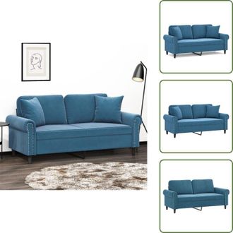 vidaXL Seduta confortevole - vidaXL Divano a 2 Posti con Cuscini Blu 140 cm in Velluto - Divano in velluto