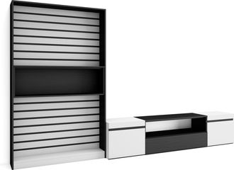 Skraut Home Skraut Home - Muebles De Sal&oacute;n Para Tv, Conjunto De Muebles Comedor, 310x186x35cm, Para Tv Hasta 80, Mueble Televisi&oacute;n, Estilo Moderno, Blanco Y Negro