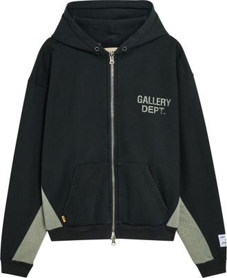 Gallery Dept. Panelled Hooded Cotton Sweatshirt - Black Grey - XL