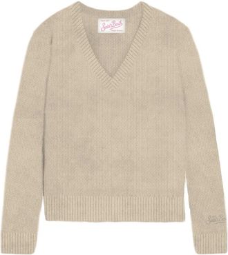 MC2 Saint Barth V-hals Truien - Dames - V-hals truien - Beige - M - Truien & Vesten