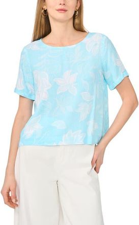 Vince Camuto Floral Print Top in Dew Blue at Nordstrom, Size X-Large