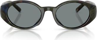 Diesel 52mm Oval Sunglasses in Green Havana /Grey at Nordstrom