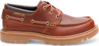 CAT CAT (Caterpillar) Mens Dark Russet Brown Leather Low-Cut Boots - Colorado Boat Lo