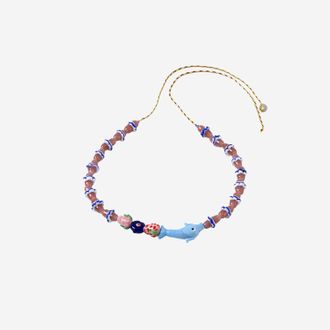 Sorbet Island Necklace With Dolphins And Glass Beads
