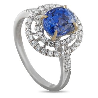 Luxury Bazaar 18K White Gold 0.52ct Diamond and Sapphire Ring MF31-050726