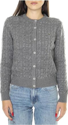 Lacoste Button-front Cardigan - Dames - Vesten - Grijs - S - Katoen - Truien & Vesten