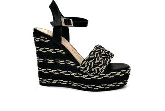 Ex&eacute; Womens Naomi 958 Wedge Sandal In Black/gold