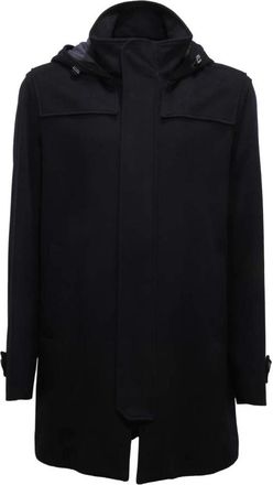 Herno Wol Kasjmier Halve Jas Jas - Heren - Parka Jassen - Blauw - XL - Wol - Jassen