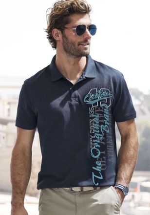 John Devin Poloshirt JOHN DEVIN, Herren, Gr. 3XL (64/66), blau (navy), Piqu&eacute;, Obermaterial: 100% Baumwolle, bedruckt, regular fit normal, Rundhals, Rippb&uuml;ndchen,