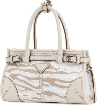 Prada Womens Bonnie Shoulder Bag Beige Fabric