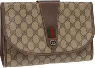 Gucci Pre-owned Clutches, female, Beige, Size: ONE SIZE Pre-owned Vintage GG Canvas Clutch