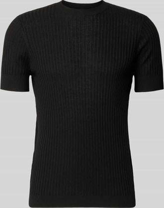 Antony Morato T-Shirt aus Viskose-Mix in Ripp-Optik in Black, Gr&ouml;&szlig;e XXL