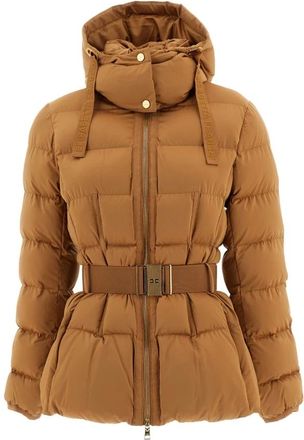 Elisabetta Franchi Chaqueta Acolchada con Cintur&oacute;n - Jackets - Mujer - Beige - XS