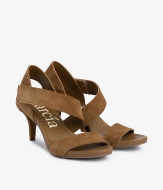 Pedro Garcia Mid heel sandal in brown suede | West | Fall winter 2025