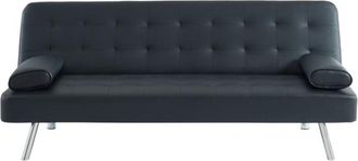 VENTE-UNIQUE.COM Sof&aacute; cama piel sint&eacute;tica 2 plazas negro 186x83cm