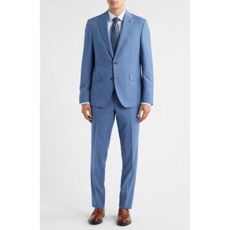 Jack Victor Esprit Light Blue Screen Weave Super 100s Wool Suit at Nordstrom Rack, Size 36 Regular