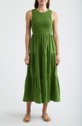Nobody's Child Charlie Smocked Sleeveless Maxi Dress in Green at Nordstrom, Size 12