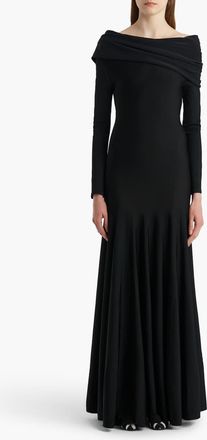Khaite Genesis Off The Shoulder Long Sleeve Gown in Black at Nordstrom, Size X-Small