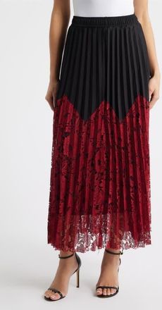 Nikki Lund Renly Pleated Lace Skirt in Burgundy at Nordstrom, Size X-Small