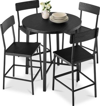 Best Choice Products 5-Piece Modern Round Counter Height Dining Set w/ 4 Chairs, 1.5in Thick Table