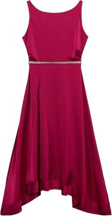 Oltre Lange satijnen jurk met juwelen riem - Dames - Feestkleedjes - Roze - XL - Satijn - Kleedjes