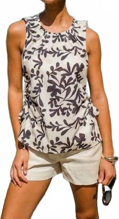 Greylin Monti Side Tie Poplin Top In Ecru/black