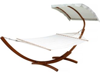 Habitat et Jardin Habitat Et Jardin - Hamaca De Madera dallas Xl - Con Lona De Algod&oacute;n Y Toldo - Crudo