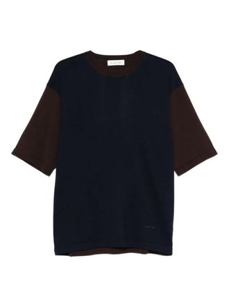 Lanvin short-sleeve colour-block t-shirt - men - Wool - S - Blue