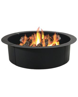 Sunnydaze Fire Ring Heavy-Duty Black Steel DIY Backyard Fire Pit Rim Liner
