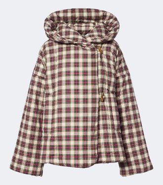 Dries Van Noten Gingham hooded cotton puffer jacket