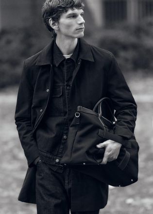 Mango Borsa tote da viaggio dettagli pelle navy - Uomo - Taglia unica - MANGO MAN