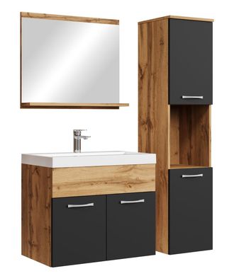 Badplaats Conjunto De Muebles De Ba&ntilde;o Montreal 60 X 35 Cm - Roble Con Negr
