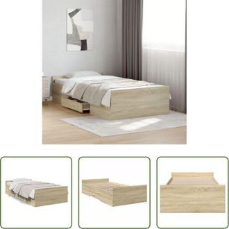 vidaXL Cassetti letto - Giroletto Cassetti Rovere Sonoma 75x190 cm Legno Multistrato