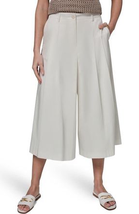 DKNY Pleated Crop Wide Leg Pants in Cream at Nordstrom, Size 12