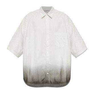 Acne Studios Dip-dyed Button-up Shirt - Heren - Korte mouwen Overhemden - Wit - S - Katoen - Overhemden
