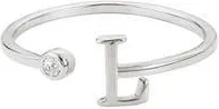 Adornia Cubic Zirconia Initial Adjustable Band Ring in Silver-L at Nordstrom Rack