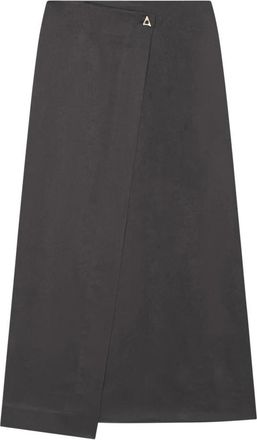 &Aacute;eron Royal Skirt - Dames - Midirokken - Bruin - L - Satijn - Rokken