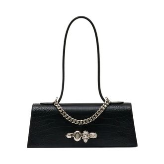 Alexander McQueen Alexander McQueen, Shoulder Bags, female, Black, Size: ONE SIZE Jewelled Top Handle