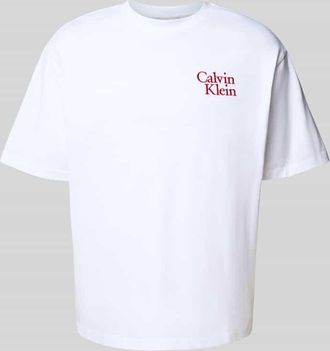 Calvin Klein Jeans T-Shirt mit Label-Stitching in Weiss, Größe XXL
